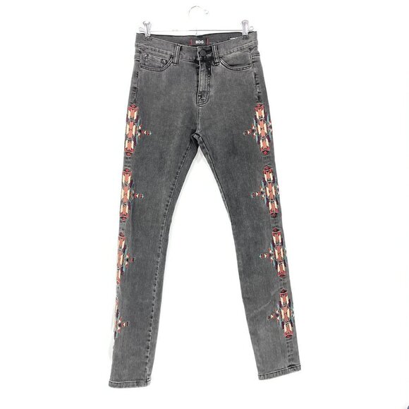 BDG‎ High Rise Cigarette Ankle Denim Jeans Aztec Tribal Embroidered Sz 26W x 30L - Picture 1 of 8
